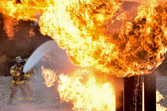 Picture of Superyacht Crew Fighting a fire during STCW refresher training