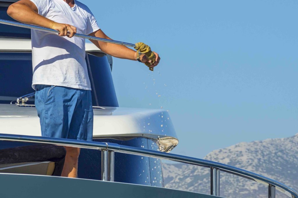 Cleaning the yacht