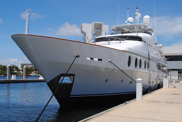 Superyacht tied to a dock
