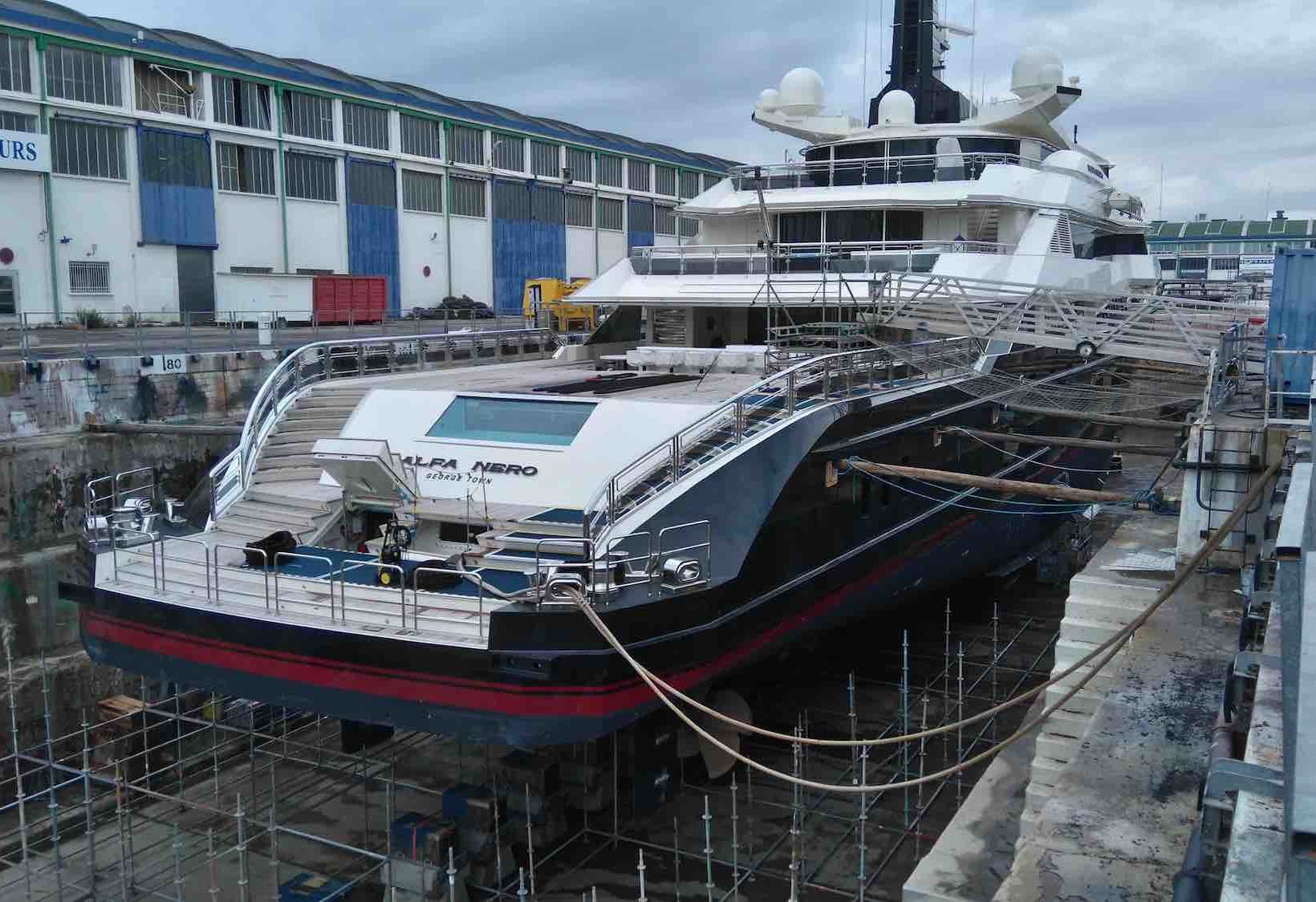 Superyacht Out of Water DUring Yard Period